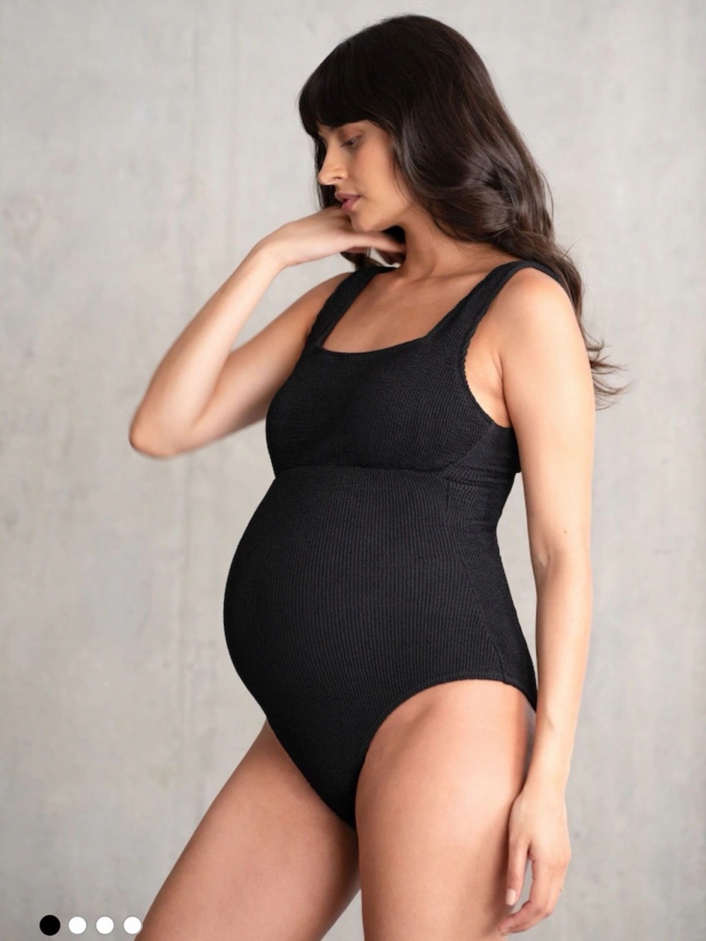 Seraphine Black Ribbed Maternity One-Piece Swimsuit